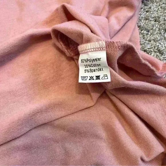 🎆 HUGOOME, coral pink Oversized Tee cropped boxy style size XL short sleeve gym - Picture 5 of 6